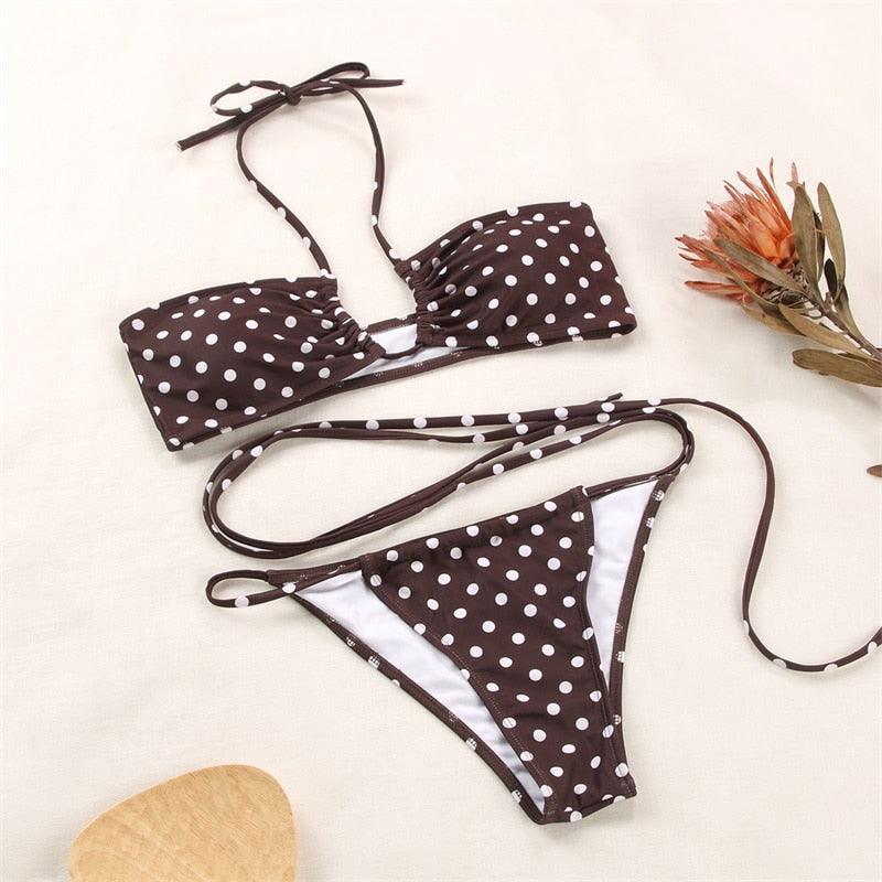 Bikinis Micro Adjustable Swimwear Women Summer Bikini Set Modern Colorful Print Beach Wear Women's Comfortable Swimsuit Knotted String Triangle Bikini Tie Side High Cut Bikini Set