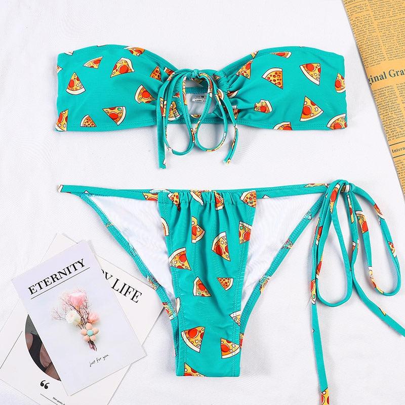 Bikinis Micro Adjustable Swimwear Women Summer Bikini Set Modern Colorful Print Beach Wear Women's Comfortable Swimsuit Knotted String Triangle Bikini Tie Side High Cut Bikini Set
