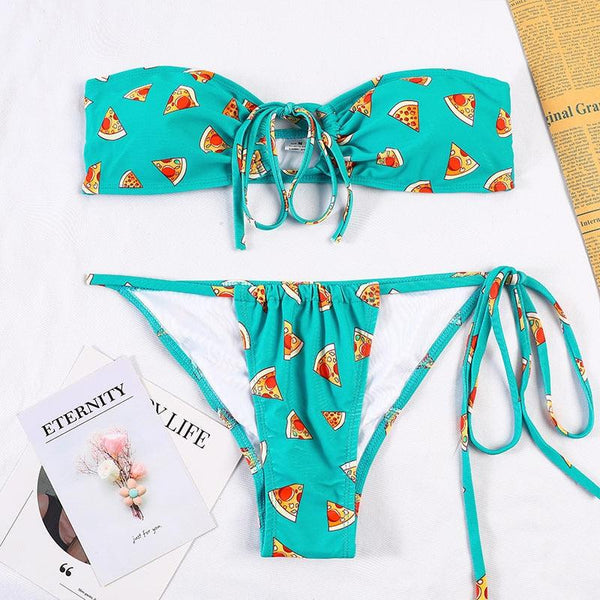 Bikinis Micro Adjustable Swimwear Women Summer Bikini Set Modern Colorful Print Beach Wear Women's Comfortable Swimsuit Knotted String Triangle Bikini Tie Side High Cut Bikini Set