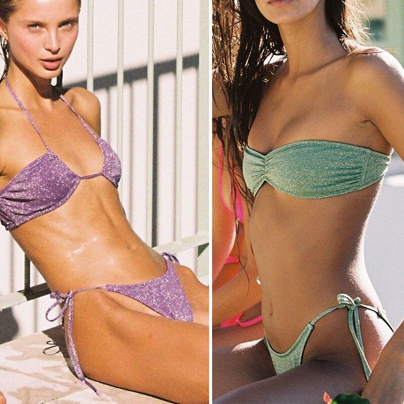 Bikinis Micro Adjustable Swimwear Women Summer Bikini Set Modern Colorful Print Beach Wear Women's Comfortable Swimsuit Knotted String Triangle Bikini Tie Side High Cut Bikini Set