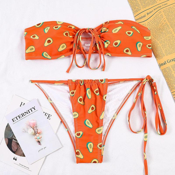 Bikinis Micro Adjustable Swimwear Women Summer Bikini Set Modern Colorful Print Beach Wear Women's Comfortable Swimsuit Knotted String Triangle Bikini Tie Side High Cut Bikini Set