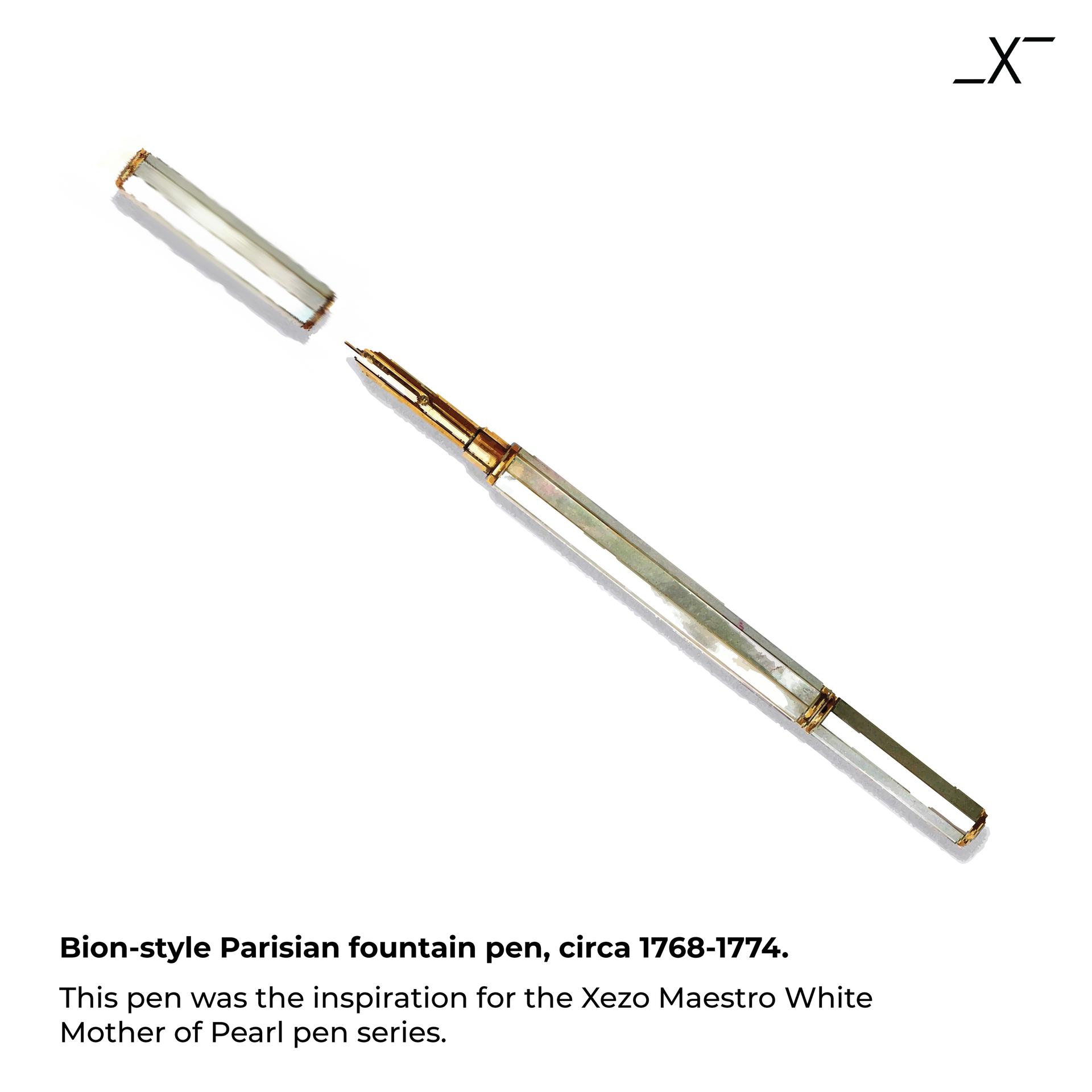 Maestro® 18K Gold Plated Fountain Pen (Medium Nib) - Oceanic White Mother of Pearl