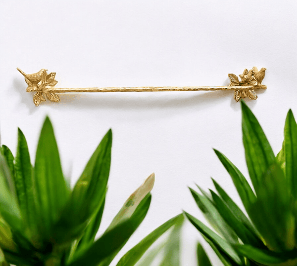 Brass Bird Towel Ring - Polished Finish