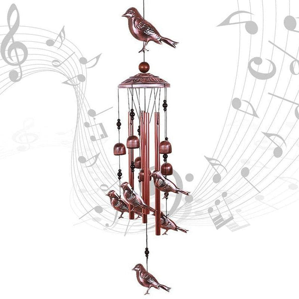 Bird Wind Chimes Waterproof Metal Wind Bells With Aluminum Tubes Bells Deep Tone Memorial Wind Chimes with Hook Smooth Melodic Tones Copper Antique Wind Chime Wall Hanging Home Decoration Romantic Wind Chime For Home