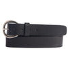 Luna - Black Bison Leather Dress Belt with Silver Crescent Buckle - Made in Canada