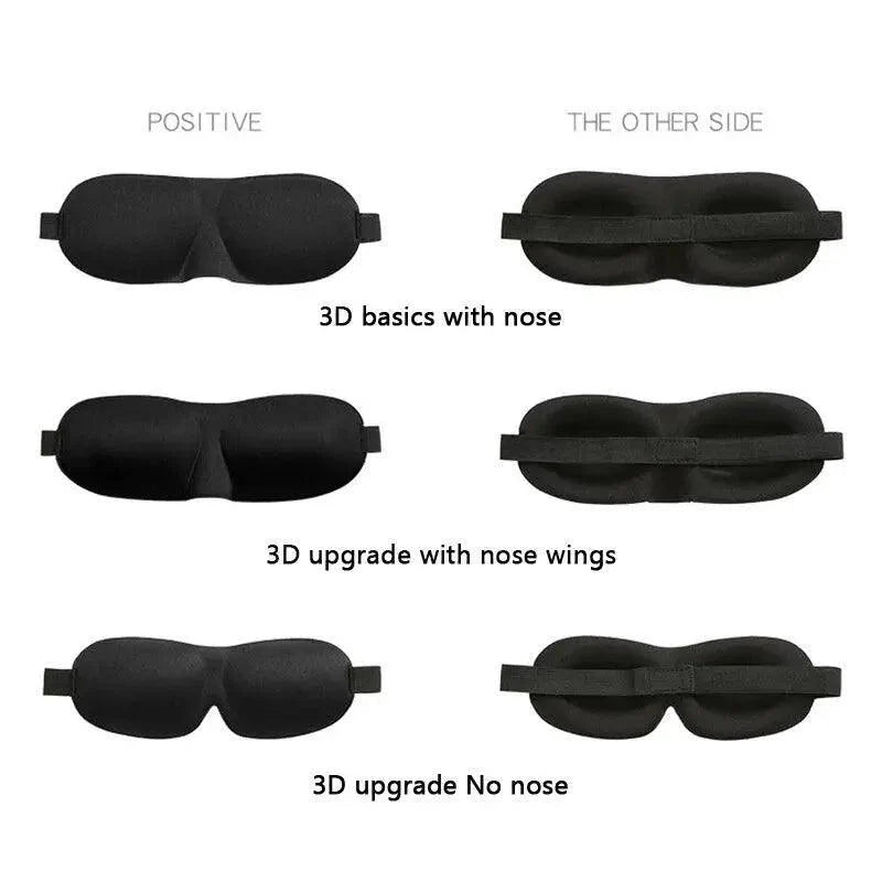 Black 3D Sleep Natural Sleeping Mask Eye Adjustable Strap Eye Mask Cover Portable Travel Blindfold Comfortable Mask For Sleeping
