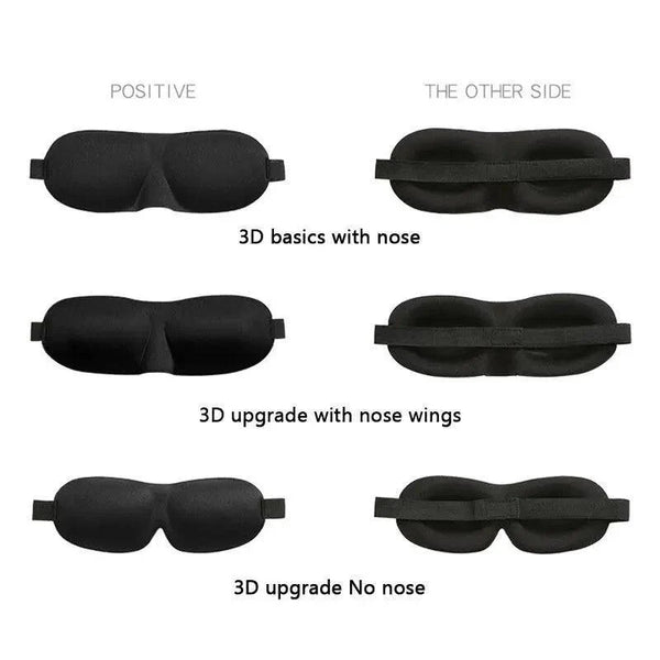 Black 3D Sleep Natural Sleeping Mask Eye Adjustable Strap Eye Mask Cover Portable Travel Blindfold Comfortable Mask For Sleeping