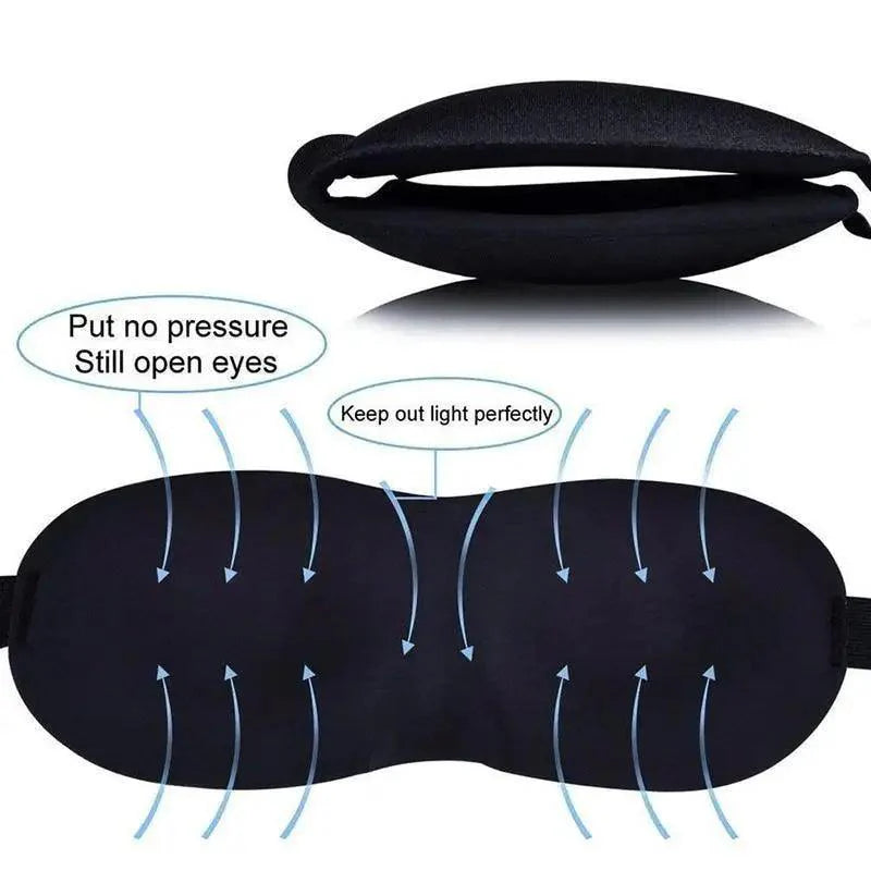 Black 3D Sleep Natural Sleeping Mask Eye Adjustable Strap Eye Mask Cover Portable Travel Blindfold Comfortable Mask For Sleeping