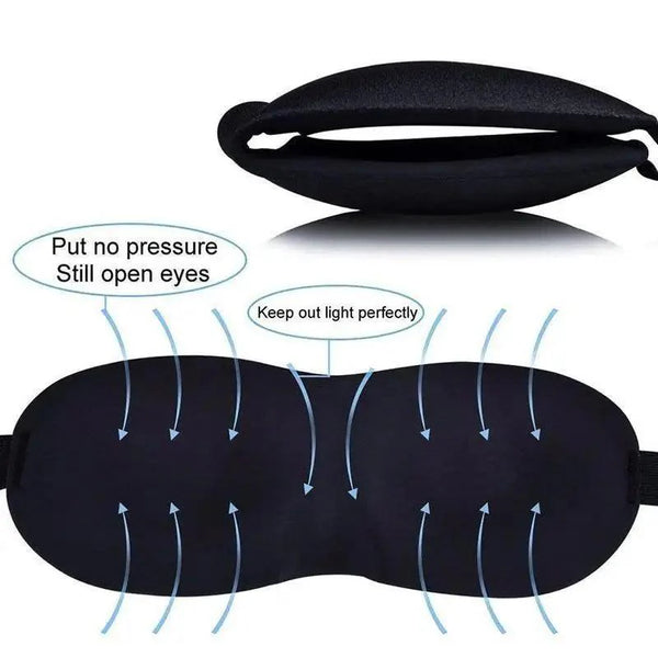 Black 3D Sleep Natural Sleeping Mask Eye Adjustable Strap Eye Mask Cover Portable Travel Blindfold Comfortable Mask For Sleeping