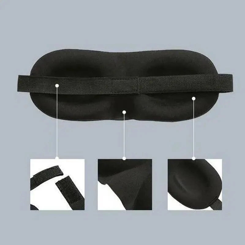 Black 3D Sleep Natural Sleeping Mask Eye Adjustable Strap Eye Mask Cover Portable Travel Blindfold Comfortable Mask For Sleeping