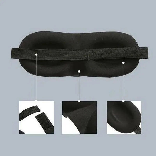 Black 3D Sleep Natural Sleeping Mask Eye Adjustable Strap Eye Mask Cover Portable Travel Blindfold Comfortable Mask For Sleeping