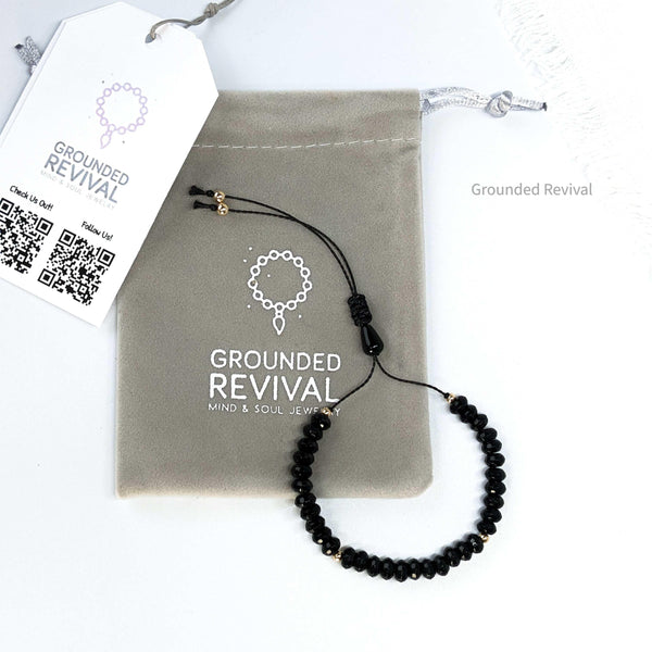 Black Aqeeq Tasbih Bracelet | Women's Prayer Beads - 33 Disc Beads, 6mm