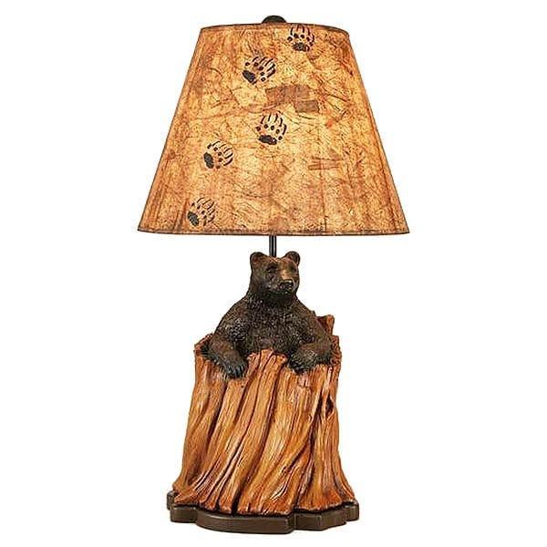Black Bear Tree Stump Table Lamp - Gifts for You 'n Me