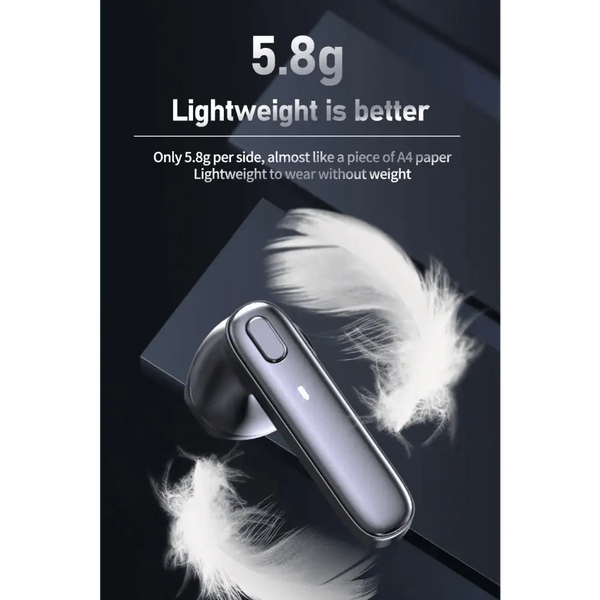 Black Bluetooth-Compatible Wireless Bass Ear Buds Stereo Headphone With Mic Touch Control Bluetooth Lightweight Earphones