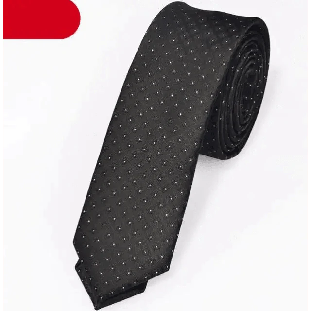 Black Business Dots Printed Polyester Men Necktie Slim Tie Formal Skinny Elegant Office Necktie For Men