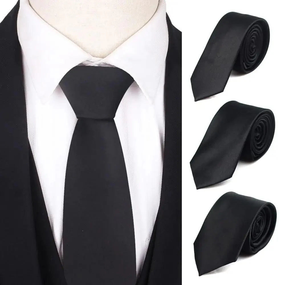 Black Business Skinny Men Neckties Wedding Slim Ties Elegant Men Lightweight High Quality Modern Ties