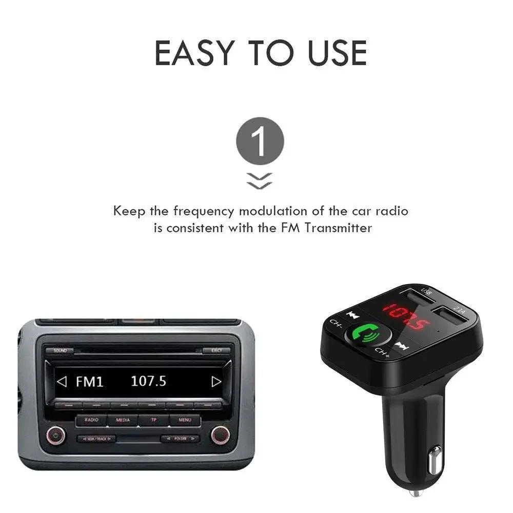 Black Car Bluetooth Wireless Hand-free Transmitter Dual USB Charger Music Player For Cars Easy Use Gadget