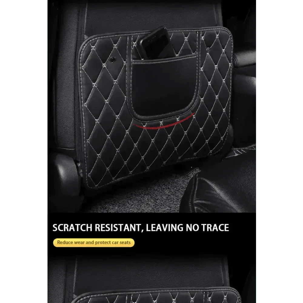 Black Car Seat Protector Pad with Red Stitching