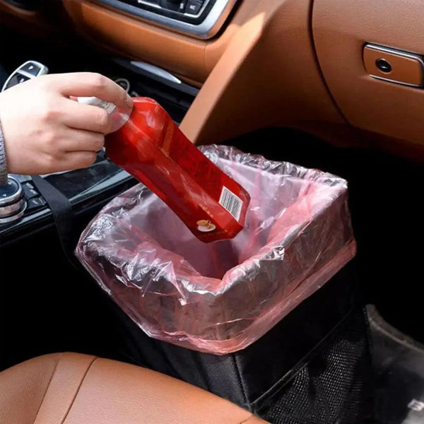 Black Car Trash Can Hanging Seat Back Bag Multi-functional Waterproof Folding  Easy Storage Box For Cars