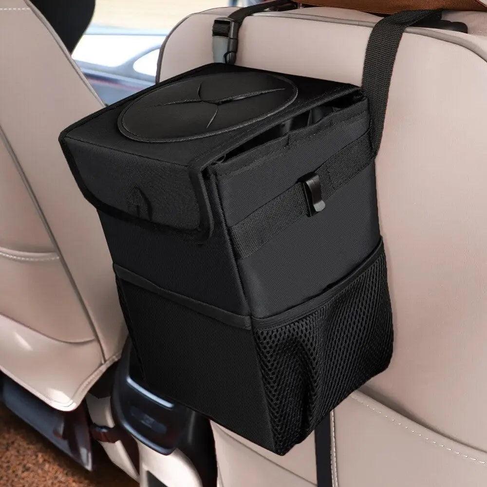 Black Car Trash Can Hanging Seat Back Bag Multi-functional Waterproof Folding  Easy Storage Box For Cars