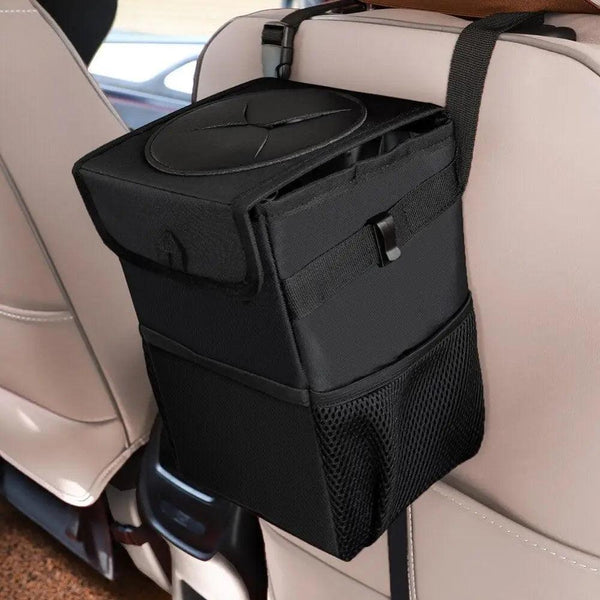 Black Car Trash Can Hanging Seat Back Bag Multi-functional Waterproof Folding  Easy Storage Box For Cars