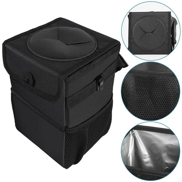 Black Car Trash Can Hanging Seat Back Bag Multi-functional Waterproof Folding  Easy Storage Box For Cars
