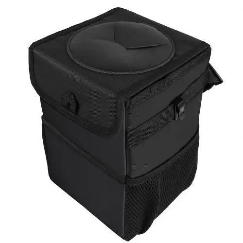 Black Car Trash Can Hanging Seat Back Bag Multi-functional Waterproof Folding  Easy Storage Box For Cars