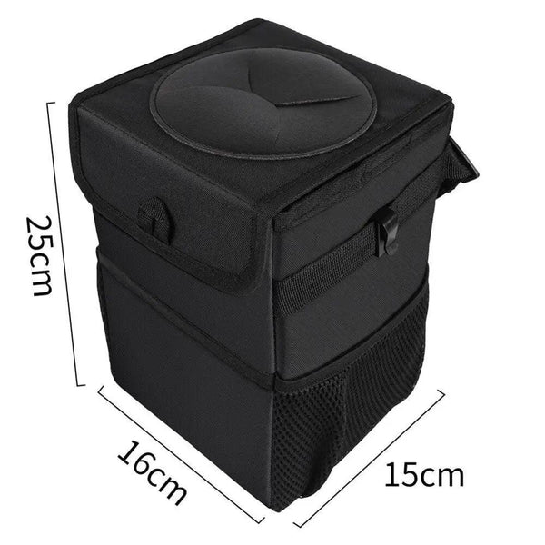 Black Car Trash Can Hanging Seat Back Bag Multi-functional Waterproof Folding  Easy Storage Box For Cars