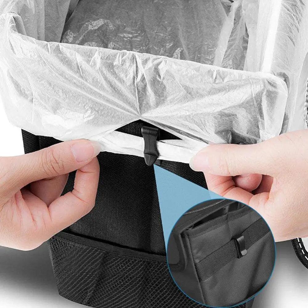 Black Car Trash Can Hanging Seat Back Bag Multi-functional Waterproof Folding  Easy Storage Box For Cars