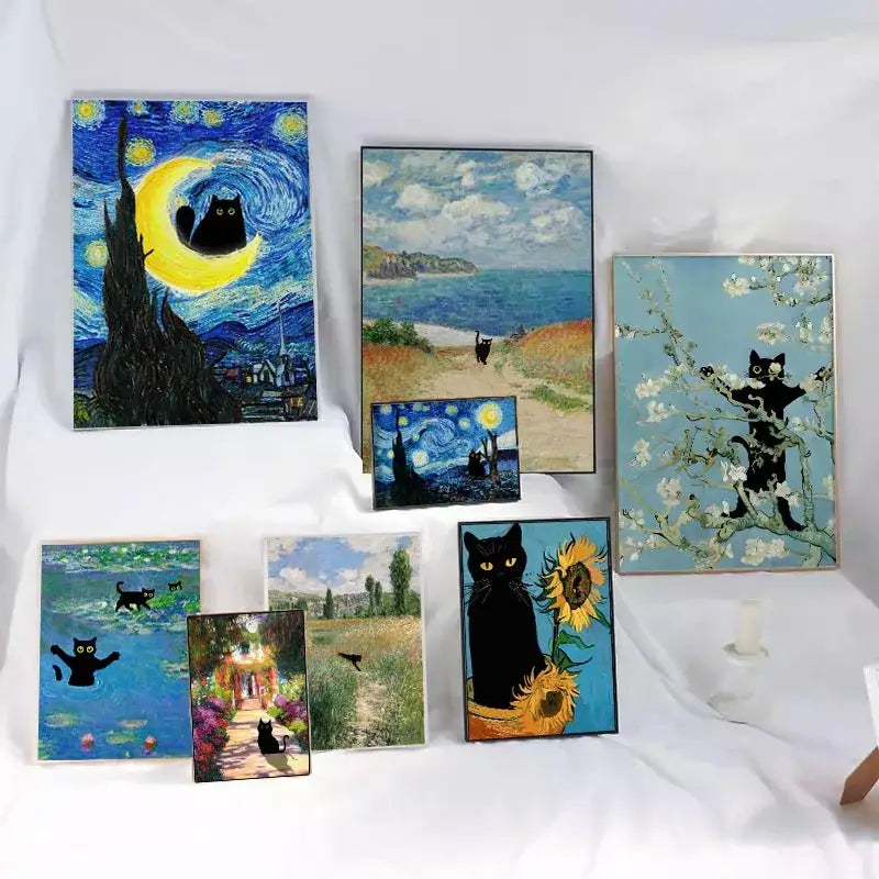 Black Cat Sunflower Canvas