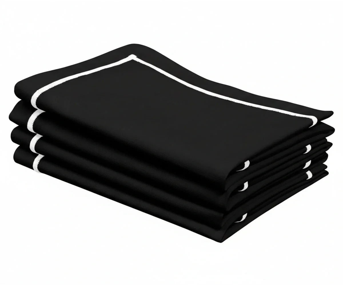 Dinner Napkins Cloth - Line Embroidered Napkins