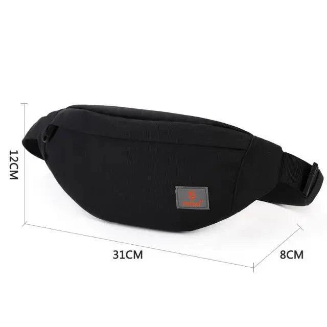 Black Crossbody Fanny Pack Simple Design Belt Bag Canvas Hands Free Travel Bag Sports Workout Durable Lightweight Fanny Packs For Festivals