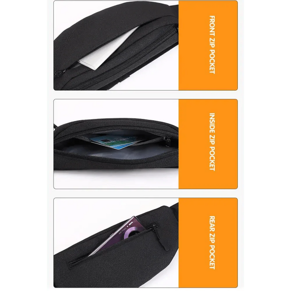 Black Crossbody Fanny Pack Simple Design Belt Bag Canvas Hands Free Travel Bag Sports Workout Durable Lightweight Fanny Packs For Festivals