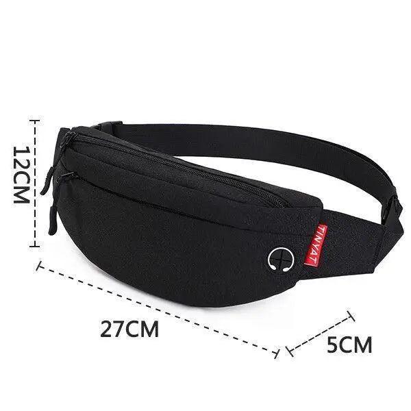 Black Crossbody Fanny Pack Simple Design Belt Bag Canvas Hands Free Travel Bag Sports Workout Durable Lightweight Fanny Packs For Festivals