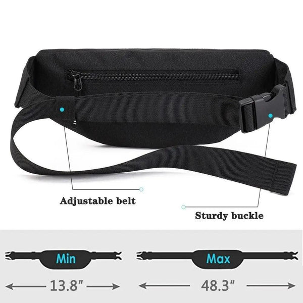Black Crossbody Fanny Pack Simple Design Belt Bag Canvas Hands Free Travel Bag Sports Workout Durable Lightweight Fanny Packs For Festivals