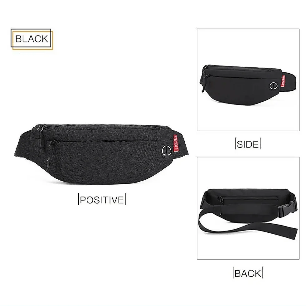 Black Crossbody Fanny Pack Simple Design Belt Bag Canvas Hands Free Travel Bag Sports Workout Durable Lightweight Fanny Packs For Festivals