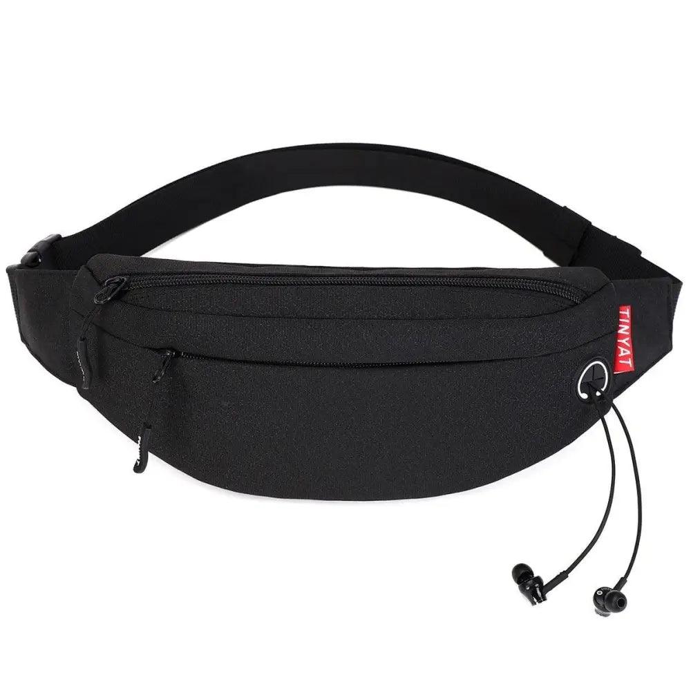 Black Crossbody Fanny Pack Simple Design Belt Bag Canvas Hands Free Travel Bag Sports Workout Durable Lightweight Fanny Packs For Festivals