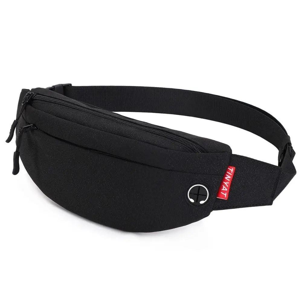 Black Crossbody Fanny Pack Simple Design Belt Bag Canvas Hands Free Travel Bag Sports Workout Durable Lightweight Fanny Packs For Festivals