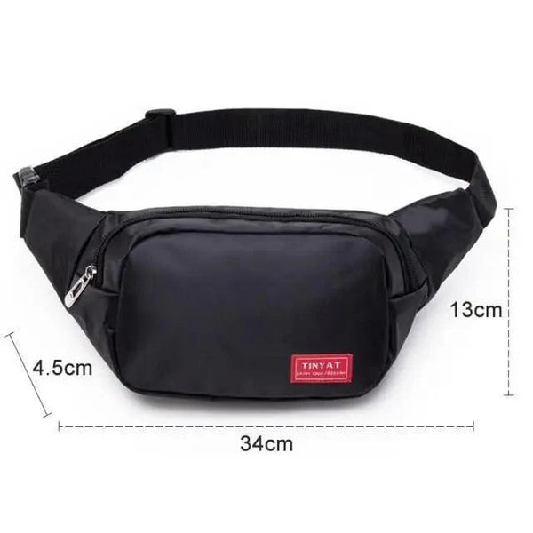 Black Crossbody Fanny Pack Simple Design Belt Bag Canvas Hands Free Travel Bag Sports Workout Durable Lightweight Fanny Packs For Festivals
