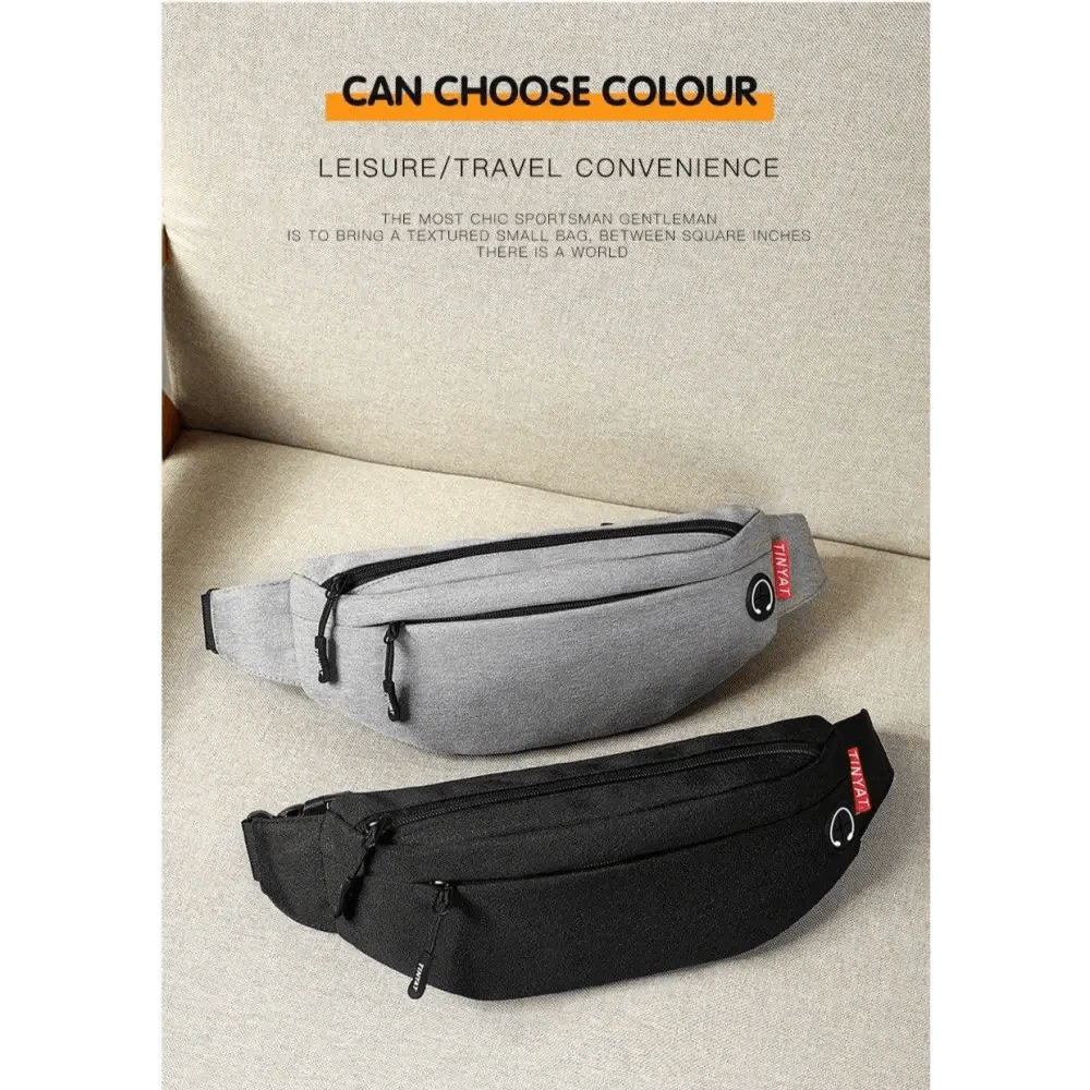 Black Crossbody Fanny Pack Simple Design Belt Bag Canvas Hands Free Travel Bag Sports Workout Durable Lightweight Fanny Packs For Festivals