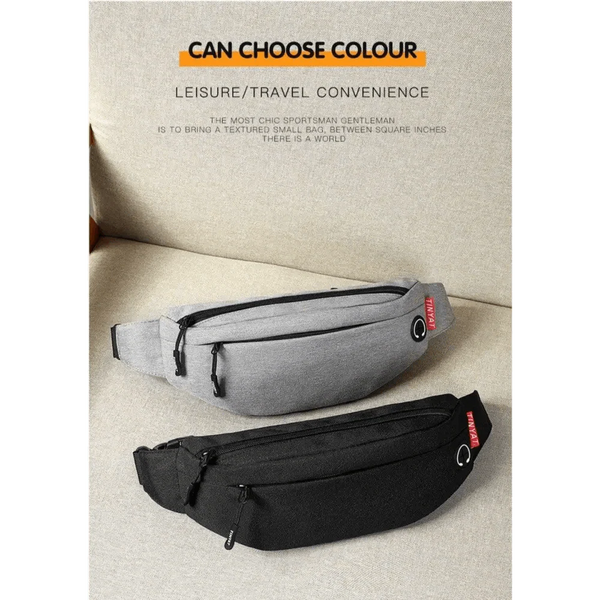 Black Crossbody Fanny Pack Simple Design Belt Bag Canvas Hands Free Travel Bag Sports Workout Durable Lightweight Fanny Packs For Festivals