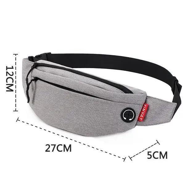 Black Crossbody Fanny Pack Simple Design Belt Bag Canvas Hands Free Travel Bag Sports Workout Durable Lightweight Fanny Packs For Festivals