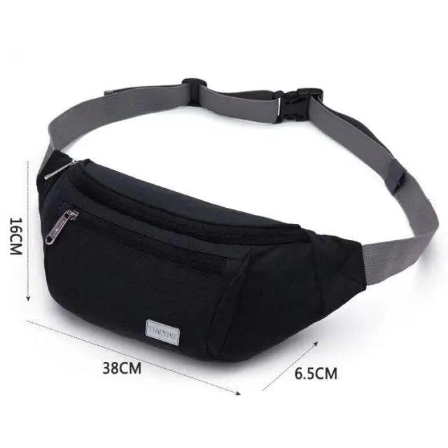 Black Crossbody Fanny Pack Simple Design Belt Bag Canvas Hands Free Travel Bag Sports Workout Durable Lightweight Fanny Packs For Festivals