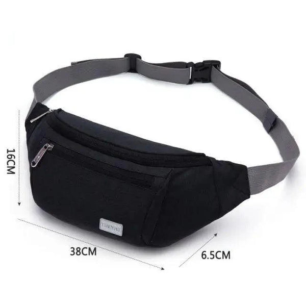 Black Crossbody Fanny Pack Simple Design Belt Bag Canvas Hands Free Travel Bag Sports Workout Durable Lightweight Fanny Packs For Festivals