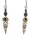 Black Diamonds and Ruby Dangling Earrings