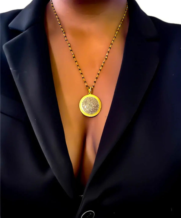 Black Diamonds Medallion Necklace