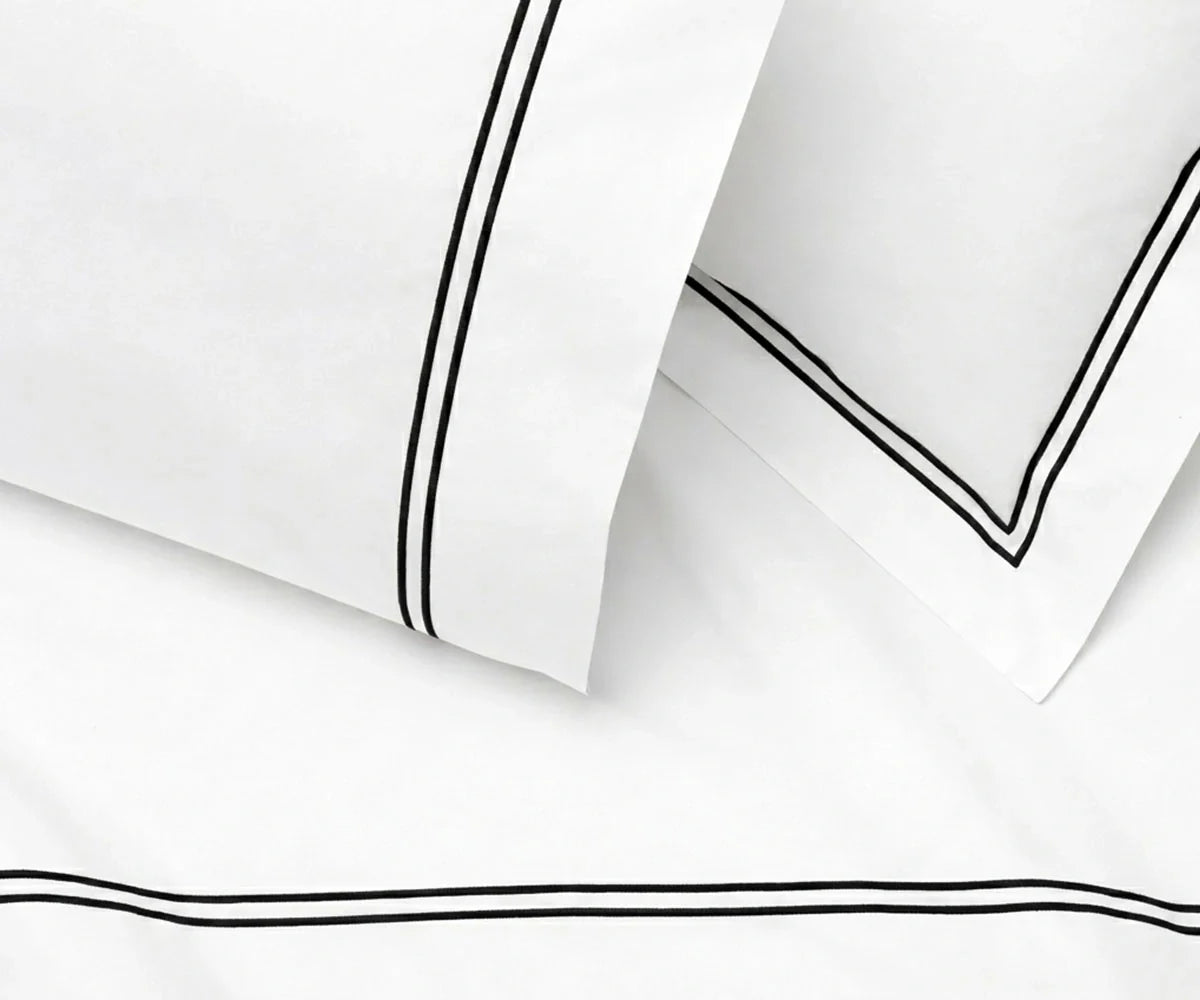 Cotton Flat Sheet - Line Embroidery