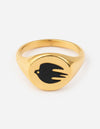 Black Enamel Gold Dove Ring - 5