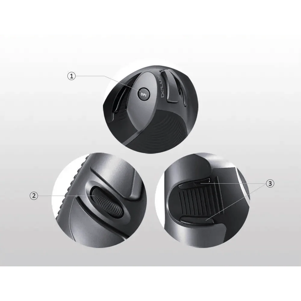 Black Ergonomic Design Office Vertical Mouse 6 Buttons 600/1000/1600 DPI Right Hand Mice With Wrist Mat Better Performance Mouse For PC Desktop Laptop