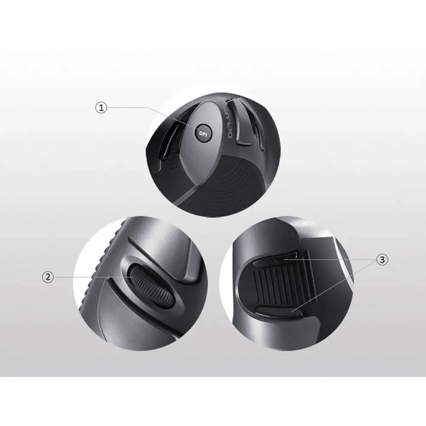 Black Ergonomic Design Office Vertical Mouse 6 Buttons 600/1000/1600 DPI Right Hand Mice With Wrist Mat Better Performance Mouse For PC Desktop Laptop